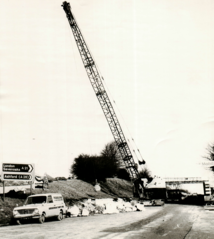 Crane used in demolition of Harrow Bridge 1971